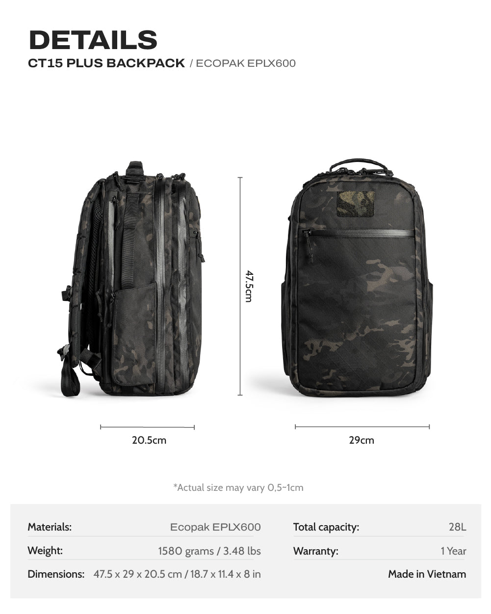 CT15 Plus Backpack - ECOPAK EPLX600 MCB – Ctactical